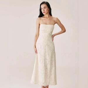 RIHOAS Apricot Jacquard Corset Slip Maxi Dress XL